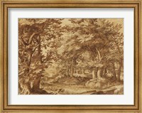 Framed Forest Landscape with a Distant Castle