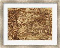 Framed Forest Landscape with a Distant Castle