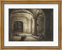 Framed Crypt of a Church with Two Men Sleeping