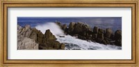 Framed Rock formations in water, Pebble Beach, California, USA