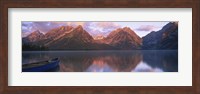 Framed Reflection of mountains in a lake, Leigh Lake, Grand Teton National Park, Wyoming, USA