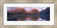 Framed Reflection of mountains in a lake, Leigh Lake, Grand Teton National Park, Wyoming, USA