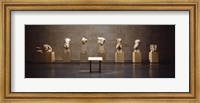 Framed Elgin Marbles display in a museum, British Museum, London, England