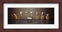 Framed Elgin Marbles display in a museum, British Museum, London, England