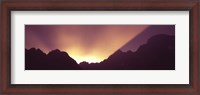 Framed Sunrise over mountains, Grand Teton National Park, Wyoming, USA