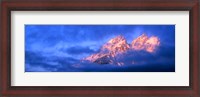 Framed Storm clouds over mountains, Cathedral Group, Teton Range, Grand Teton National Park, Wyoming, USA