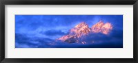 Framed Storm clouds over mountains, Cathedral Group, Teton Range, Grand Teton National Park, Wyoming, USA