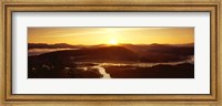 Framed Sunrise over mountains, Snake River, Signal Mountain, Grand Teton National Park, Wyoming, USA