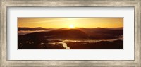Framed Sunrise over mountains, Snake River, Signal Mountain, Grand Teton National Park, Wyoming, USA