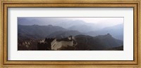 Framed High angle view of a fortified wall passing through a mountain range, Great Wall Of China, Beijing, China