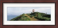 Framed Path leading towards a suspension bridge, Golden Gate Bridge, San Francisco, California, USA