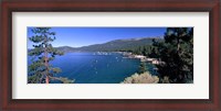 Framed Trees with lake in the background, Lake Tahoe, California, USA