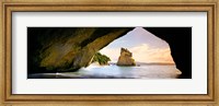 Framed Rock formations in the Pacific Ocean, Cathedral Cove, Coromandel, East Coast, North Island, New Zealand