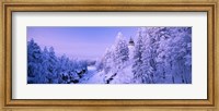 Framed Snow covered trees in front of a hotel, Imatra State Hotel, Imatra, Finland