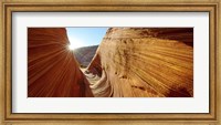 Framed Sun shining through rock formations, The Wave, Coyote Buttes, Utah, USA
