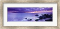 Framed Rocks on coast at sunset, Maui, Hawaii, USA