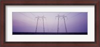 Framed Electric towers at sunset, California, USA