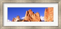 Framed Low angle view of rock formations, Garden of The Gods, Colorado Springs, Colorado, USA