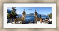 Framed View of Lake Como from a patio, Varenna, Lombardy, Italy