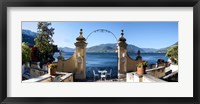 Framed View of Lake Como from a patio, Varenna, Lombardy, Italy