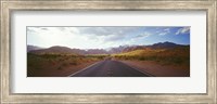 Framed Road passing through mountains, Calico Basin, Red Rock Canyon National Conservation Area, Las Vegas, Nevada, USA