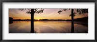 Framed Lake at sunrise, Stephen A. Forbes State Recreation Area, Marion County, Illinois, USA