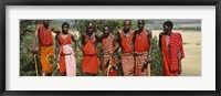Framed Group of Maasai people standing side by side, Maasai Mara National Reserve, Kenya