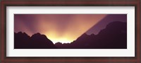 Framed Sunrise over mountains, Grand Teton National Park, Wyoming, USA