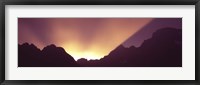 Framed Sunrise over mountains, Grand Teton National Park, Wyoming, USA