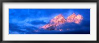 Framed Storm clouds over mountains, Cathedral Group, Teton Range, Grand Teton National Park, Wyoming, USA