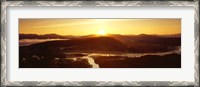 Framed Sunrise over mountains, Snake River, Signal Mountain, Grand Teton National Park, Wyoming, USA