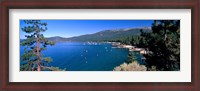 Framed Trees with lake in the background, Lake Tahoe, California, USA