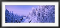 Framed Snow covered trees in front of a hotel, Imatra State Hotel, Imatra, Finland