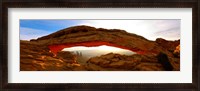 Framed Mesa Arch glowing at sunrise, Canyonlands National Park, Utah, USA