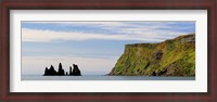 Framed Basalt rock formations in the sea, Vik, Iceland