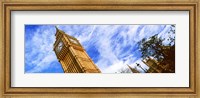 Framed Low angle view of a clock tower, Big Ben, Houses of Parliament, City of Westminster, London, England