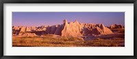 Framed Rock formations in a desert, Badlands National Park, South Dakota, USA