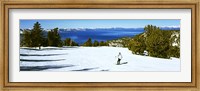 Framed Tourist skiing in a ski resort, Heavenly Mountain Resort, Lake Tahoe, California-Nevada Border, USA