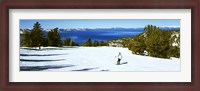 Framed Tourist skiing in a ski resort, Heavenly Mountain Resort, Lake Tahoe, California-Nevada Border, USA