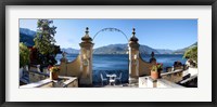 Framed View of Lake Como from a patio, Varenna, Lombardy, Italy