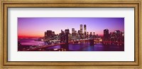 Framed USA, New York City, Brooklyn Bridge, twilight