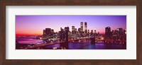 Framed USA, New York City, Brooklyn Bridge, twilight