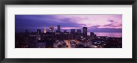 Framed Buildings lit up at night in a city, Cleveland, Cuyahoga County, Ohio, USA