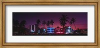 Framed Hotels Illuminated At Night, South Beach Miami, Florida, USA