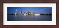 Framed Gateway Arch and city skyline viewed from the Mississippi River, St. Louis, Missouri, USA