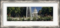 Framed Fountain in a garden in front of a state capitol building, Sacramento, California, USA