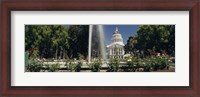 Framed Fountain in a garden in front of a state capitol building, Sacramento, California, USA