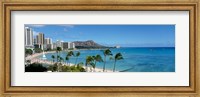 Framed Buildings On The Beach, Waikiki Beach, Honolulu, Oahu, Hawaii, USA