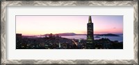 Framed Night Skyline With View Of Transamerica Building And Golden Gate Bridge, San Francisco, California, USA