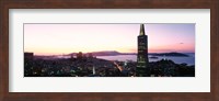 Framed Night Skyline With View Of Transamerica Building And Golden Gate Bridge, San Francisco, California, USA